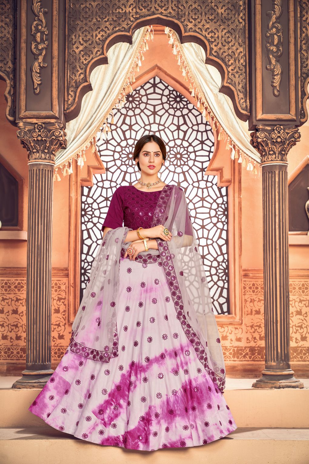 Sequence Work cotton Lehenga In Pink