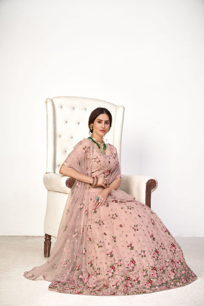 Embroidered NET Lehenga In Pink
