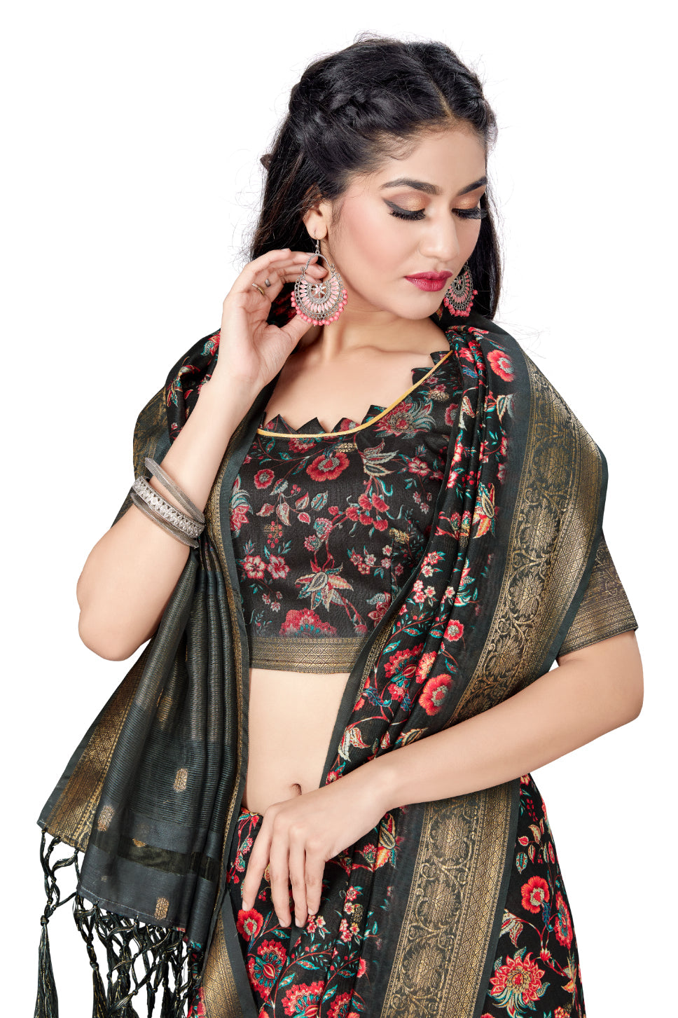 Art Silk Black Saree With Blouse