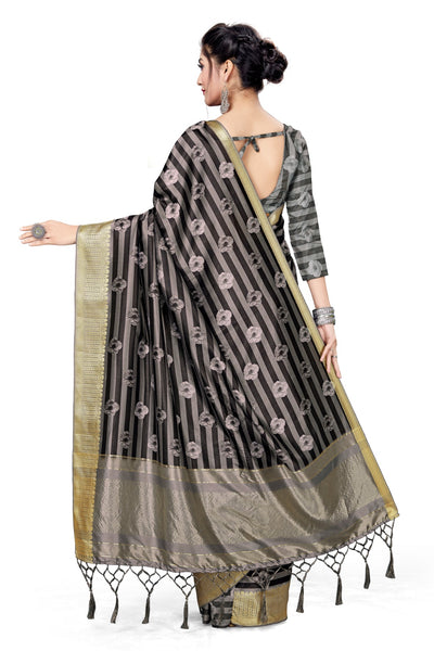 Art Silk Black Saree With Blouse