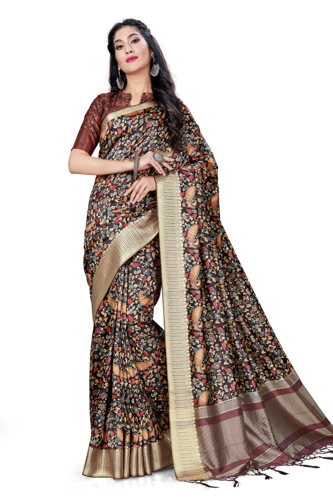 Art Silk Multi Color Saree With Blouse