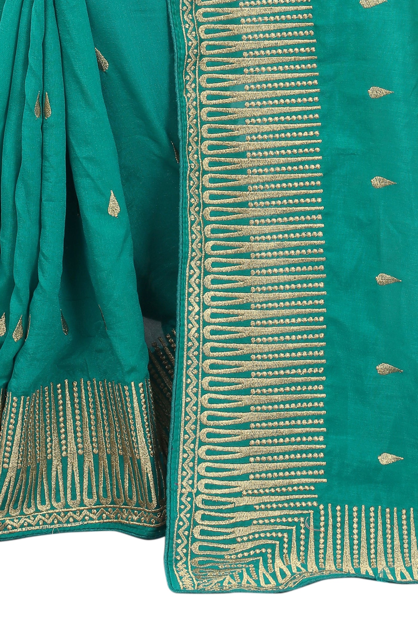 Vichitra Silk Green Saree With Blouse