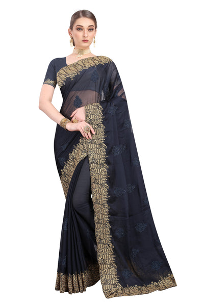 Chiffon Silk Black Saree With Blouse