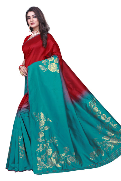 Banarsi Art Silk Red Saree With Blouse