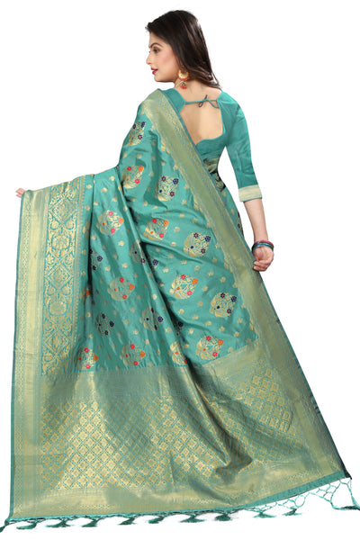 Banarasi Art Silk Green Saree With Blouse