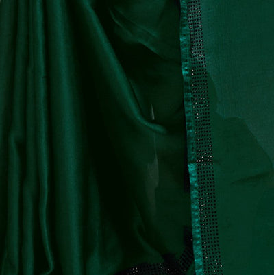 Pure Satin Green Saree With Blouse