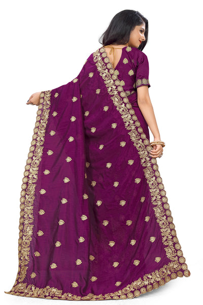 Mayo Silk Wine Color Saree With Blouse
