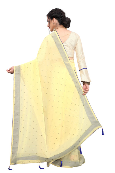 Georgette Satin Yellow Saree With Blouse