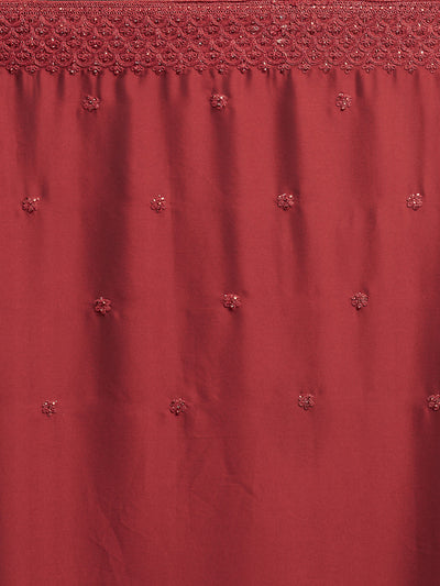 Art Silk Thread Work Red Saree