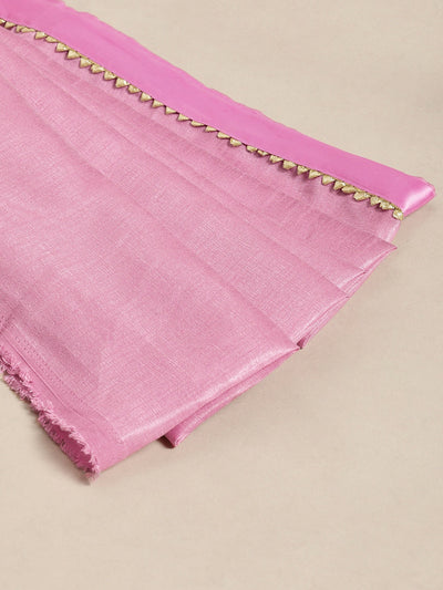 Art Silk Printed Pink Saree
