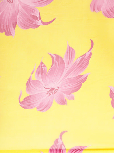 Chiffon Floral Print Yellow Saree