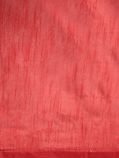 Chiffon Floral Print Red Saree