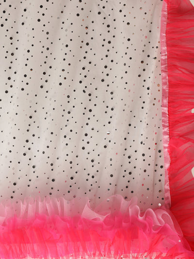 Soft Net Ruffle Sequence Work Light Pink Saree