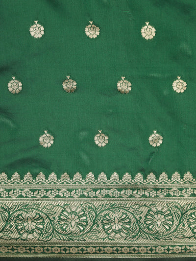 Banarasi Silk Zari Embroidery Work Green Saree