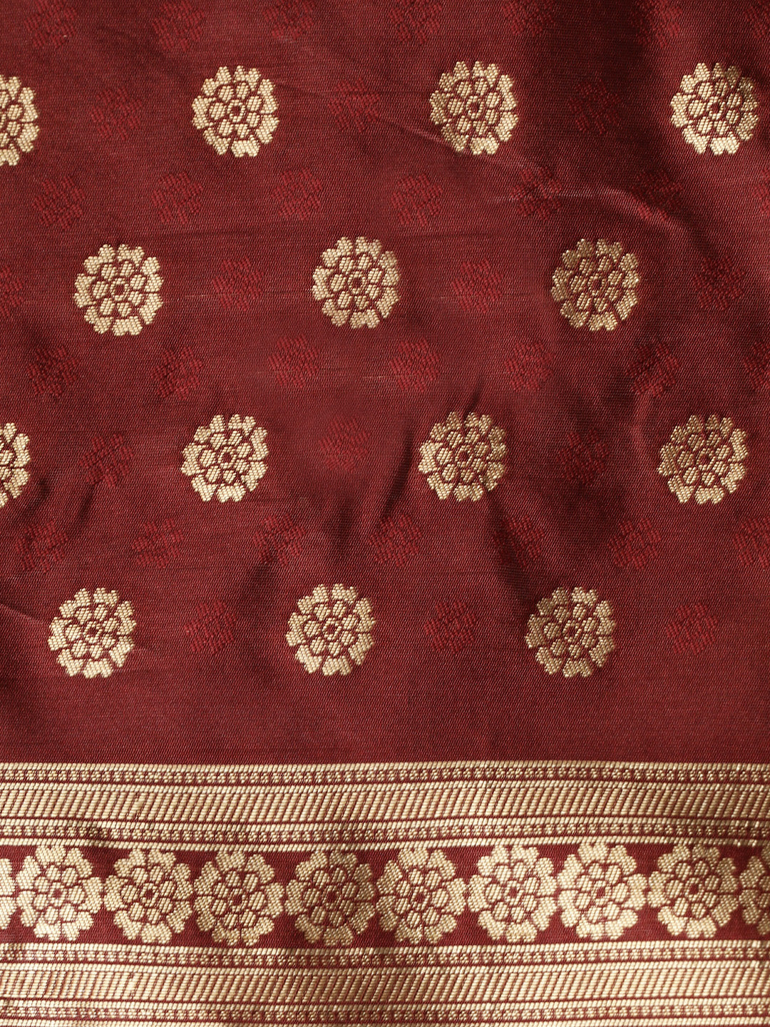 Banarasi Silk Zari Embroidery Work Maroon Saree