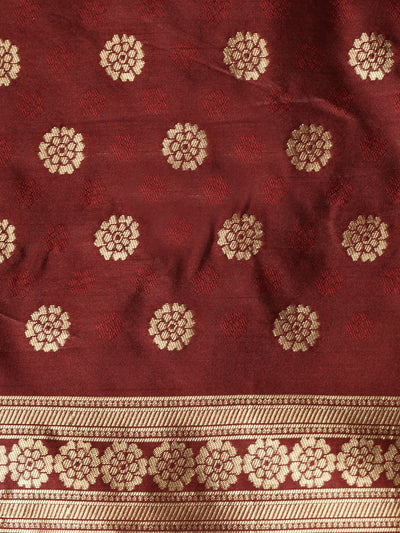 Banarasi Silk Zari Embroidery Work Maroon Saree