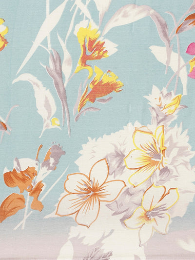 Poly Crepe Floral Print Multi Color Saree