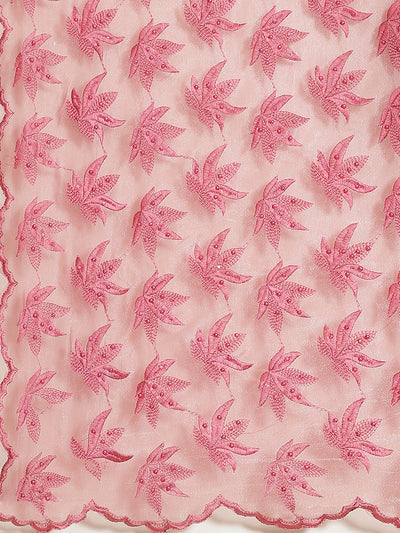 Organza Embroidery Work Light Pink Saree