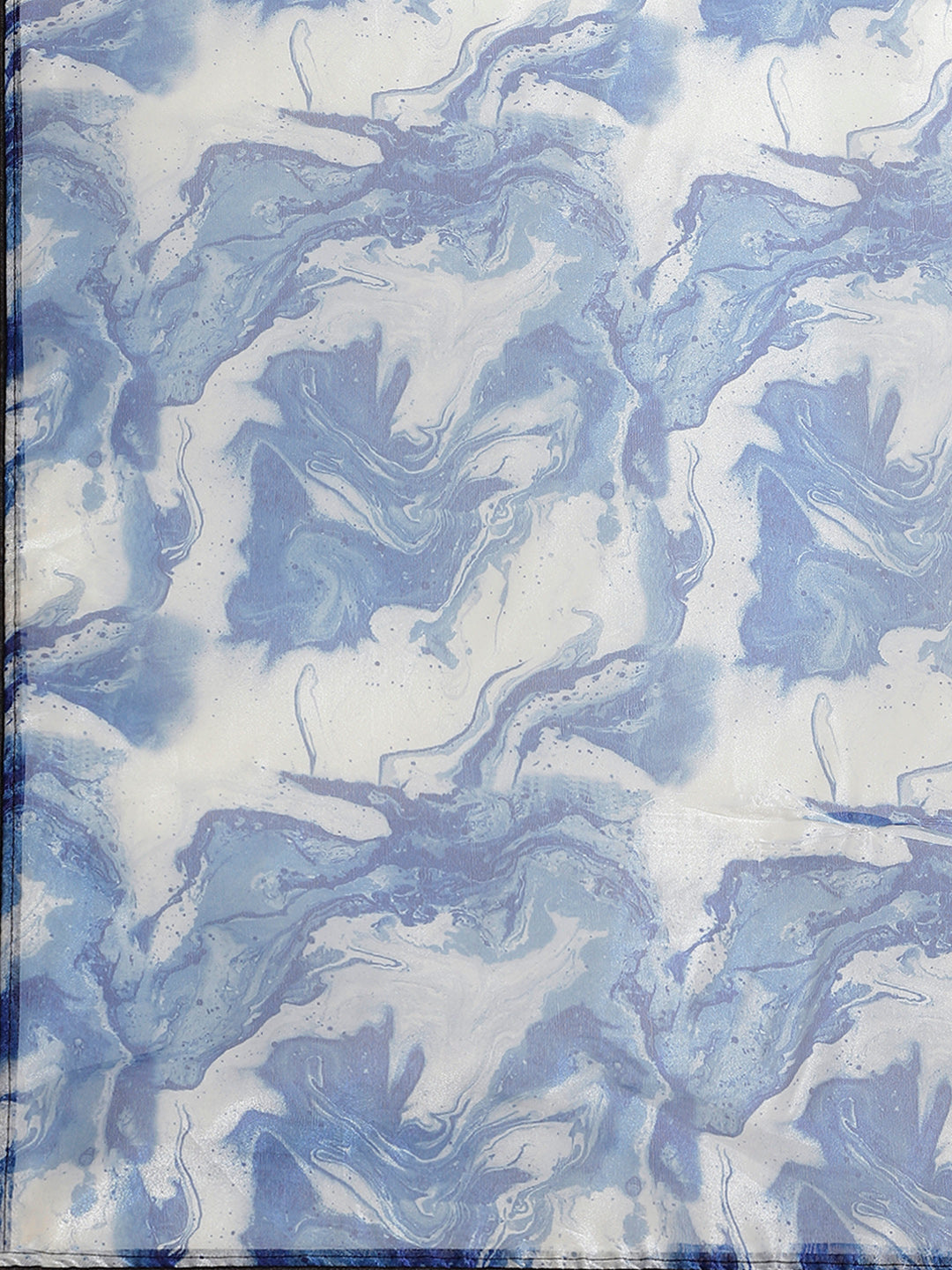 Organza Floral Print Blue Saree