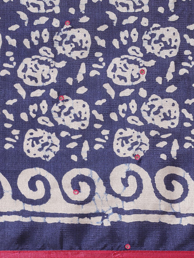Polycotton Batik Print Blue Saree