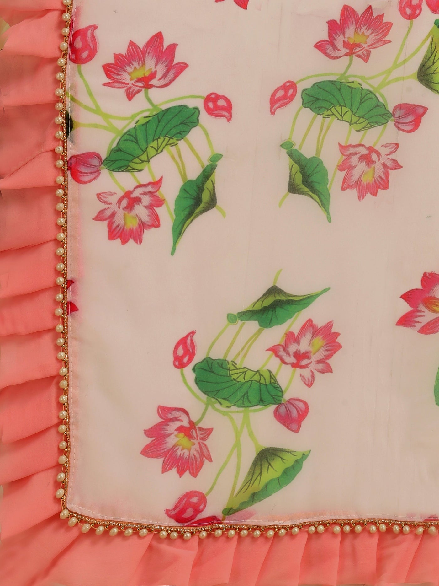 Georgette Floral Print Pink Saree