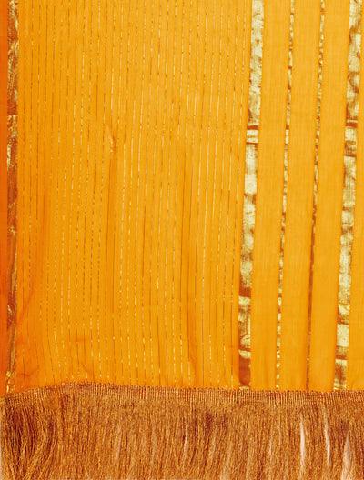 Georgette Striped Yellow Saree
