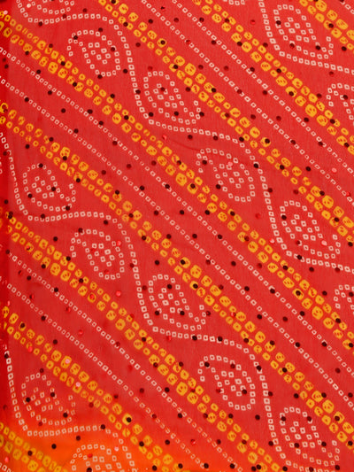 Georgette Printed Red Saree