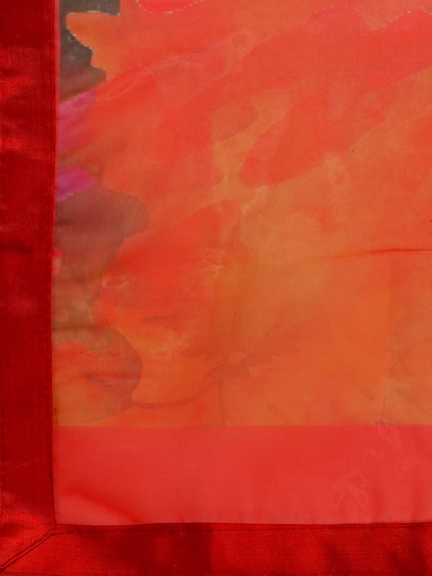Organza Printed Red Saree