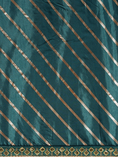 Polyester Leheriya Embroidered Blue Saree