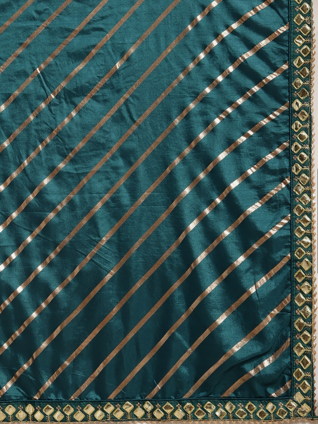 Polyester Leheriya Embroidered Blue Saree