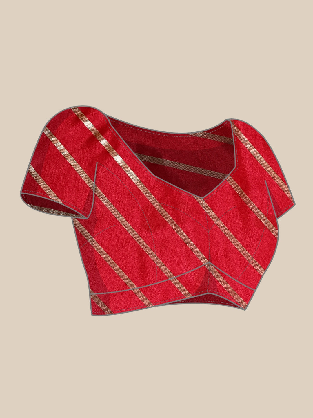 Polyester Leheriya Embroidered Red Saree