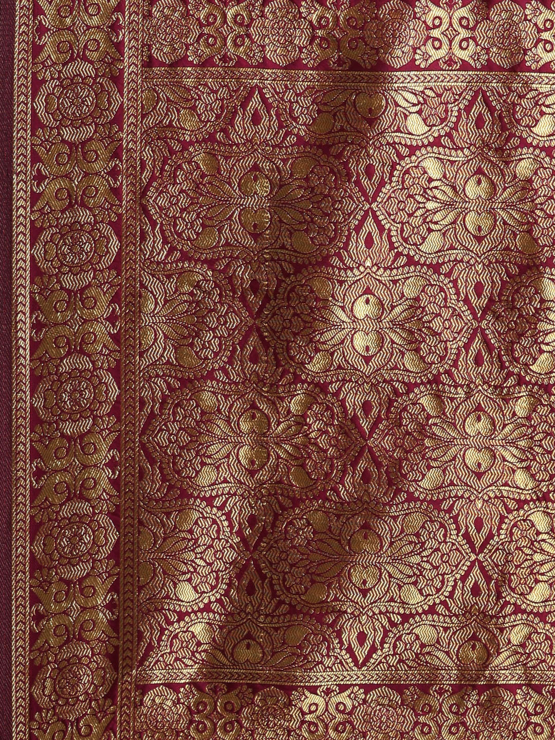 Silk Floral Print Magenta Saree