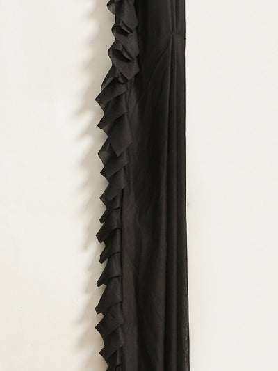 Polyester Solid Black Saree