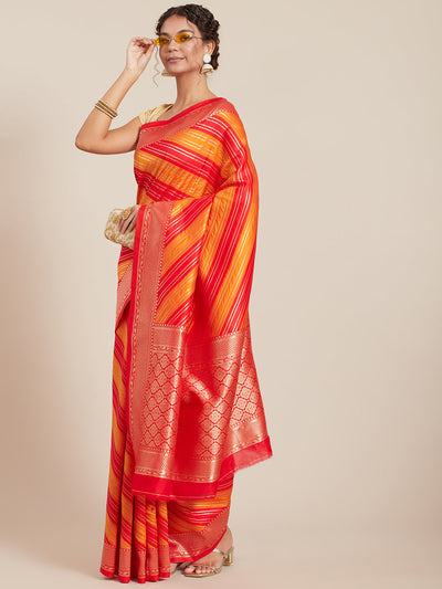 Orange Art Silk Woven Design Saree With Blouse