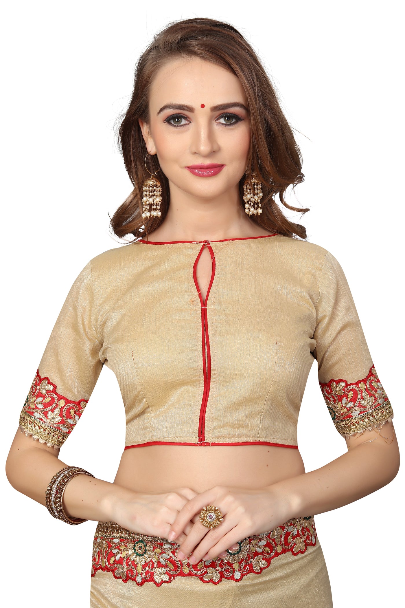 Beige Art Silk Embroidered Saree With Blouse