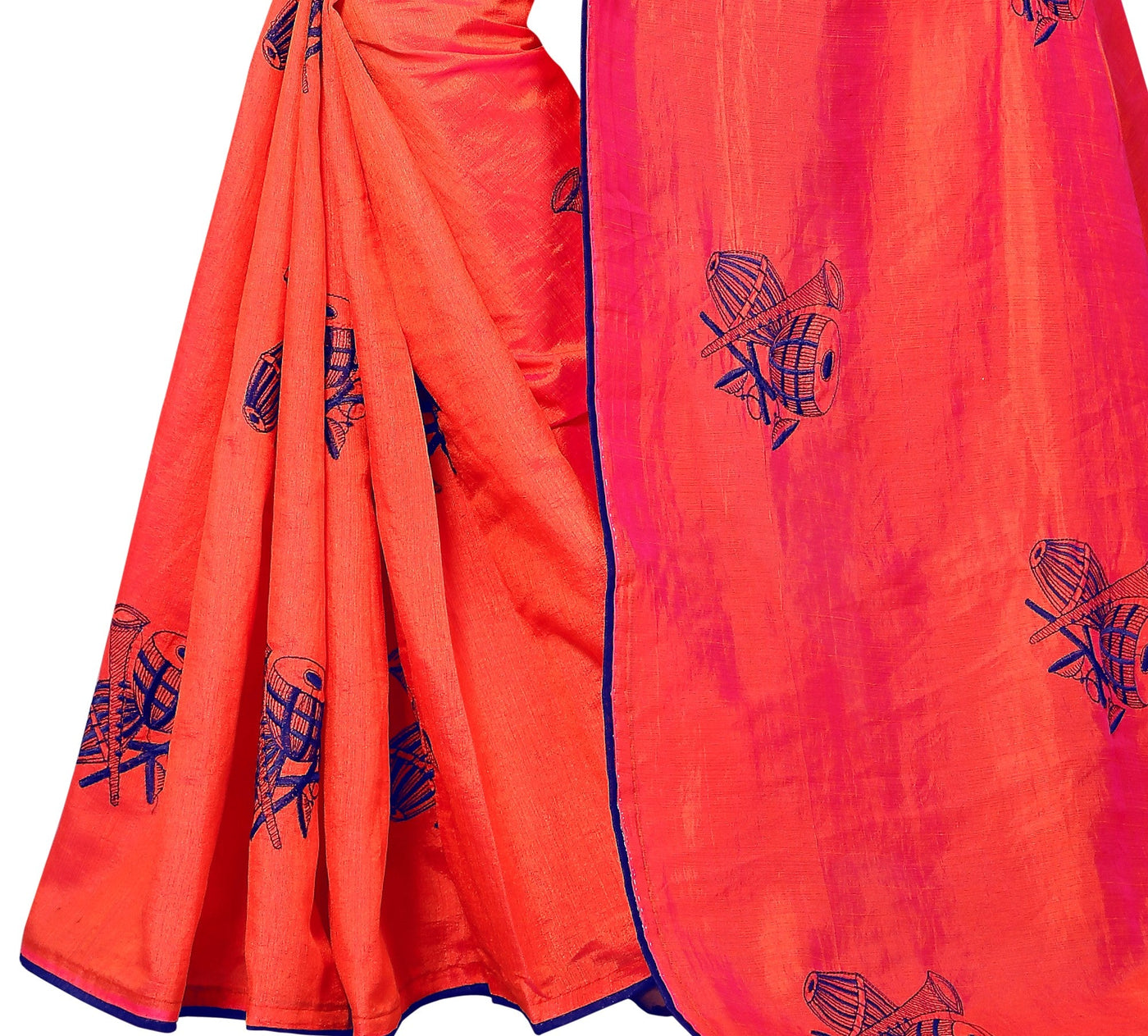Orange Art Silk Embroidered Saree With Blouse
