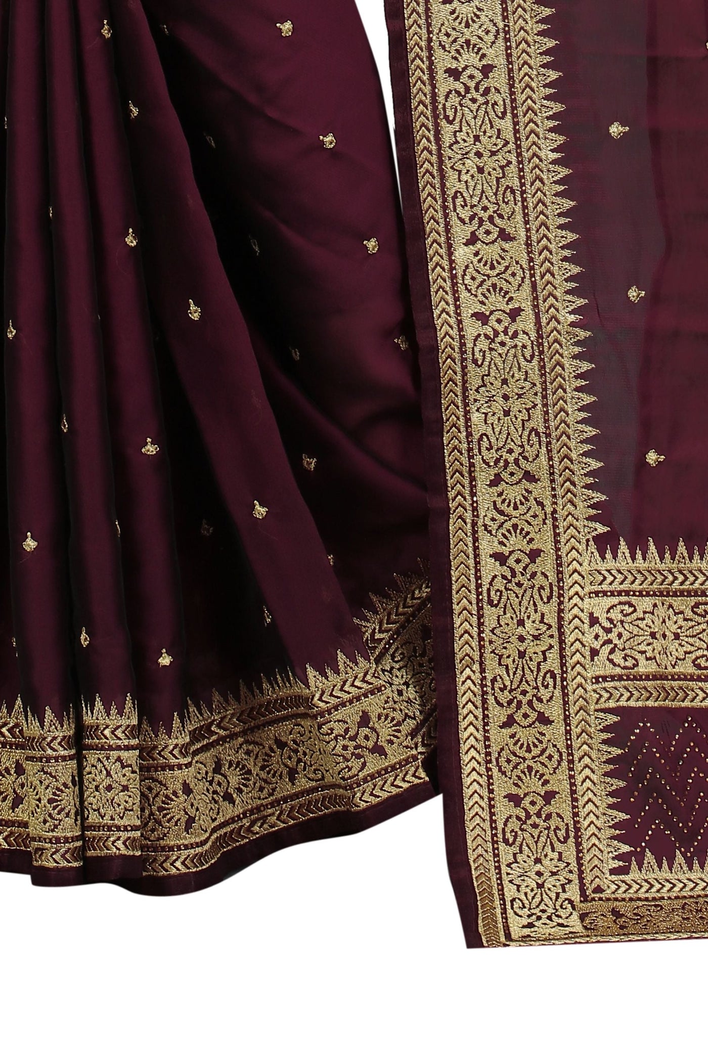 Wine Color Art Silk Embroidered Saree With Blouse