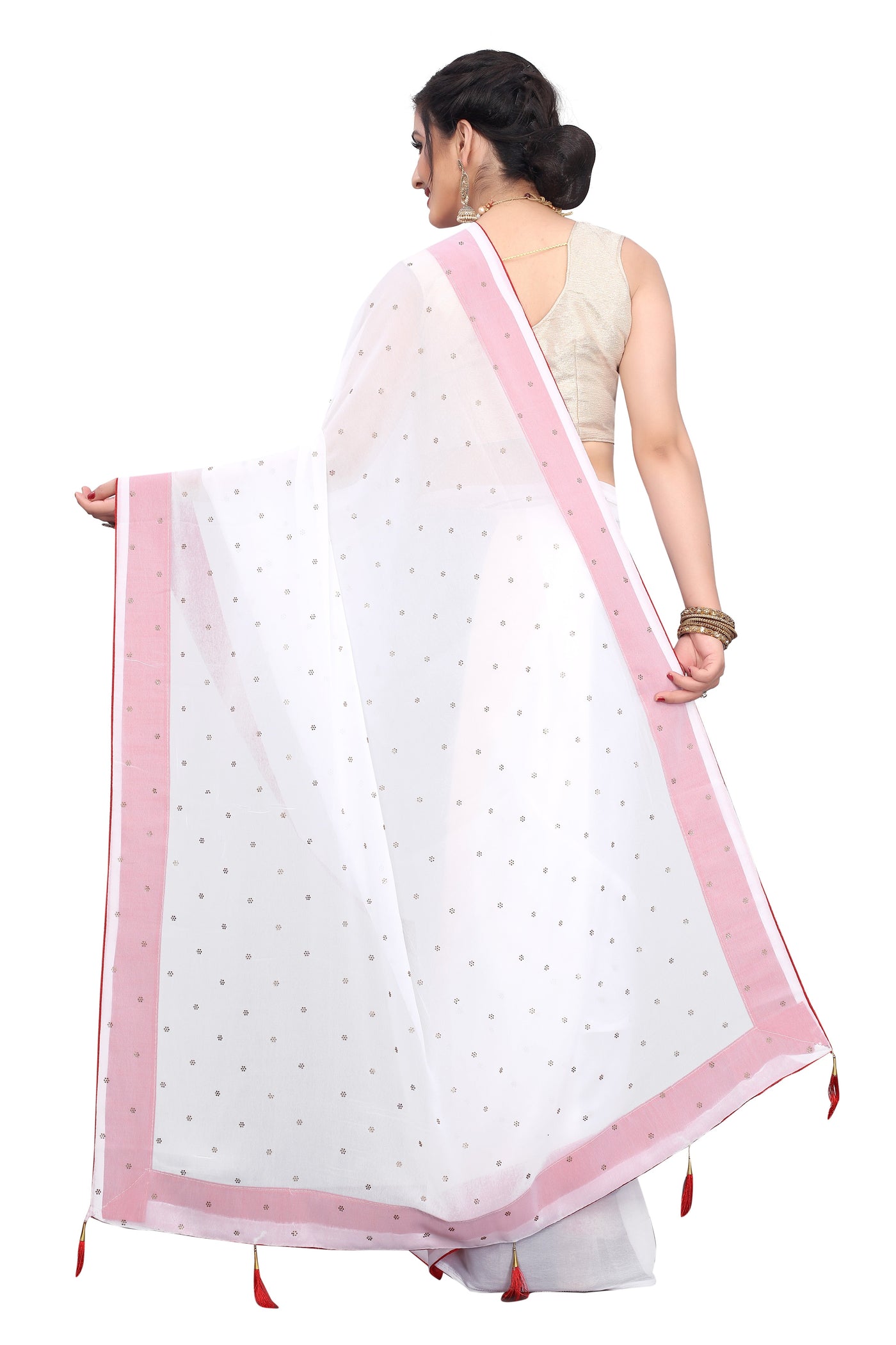 Georgette White Saree With Blouse