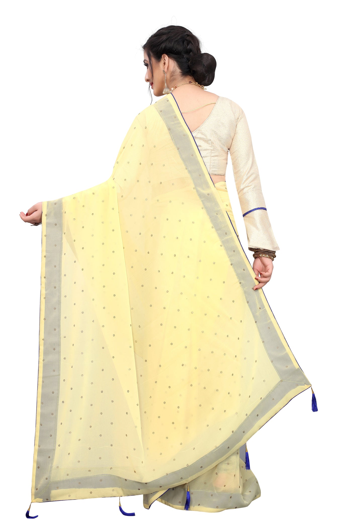 Georgette Yellow Saree With Blouse