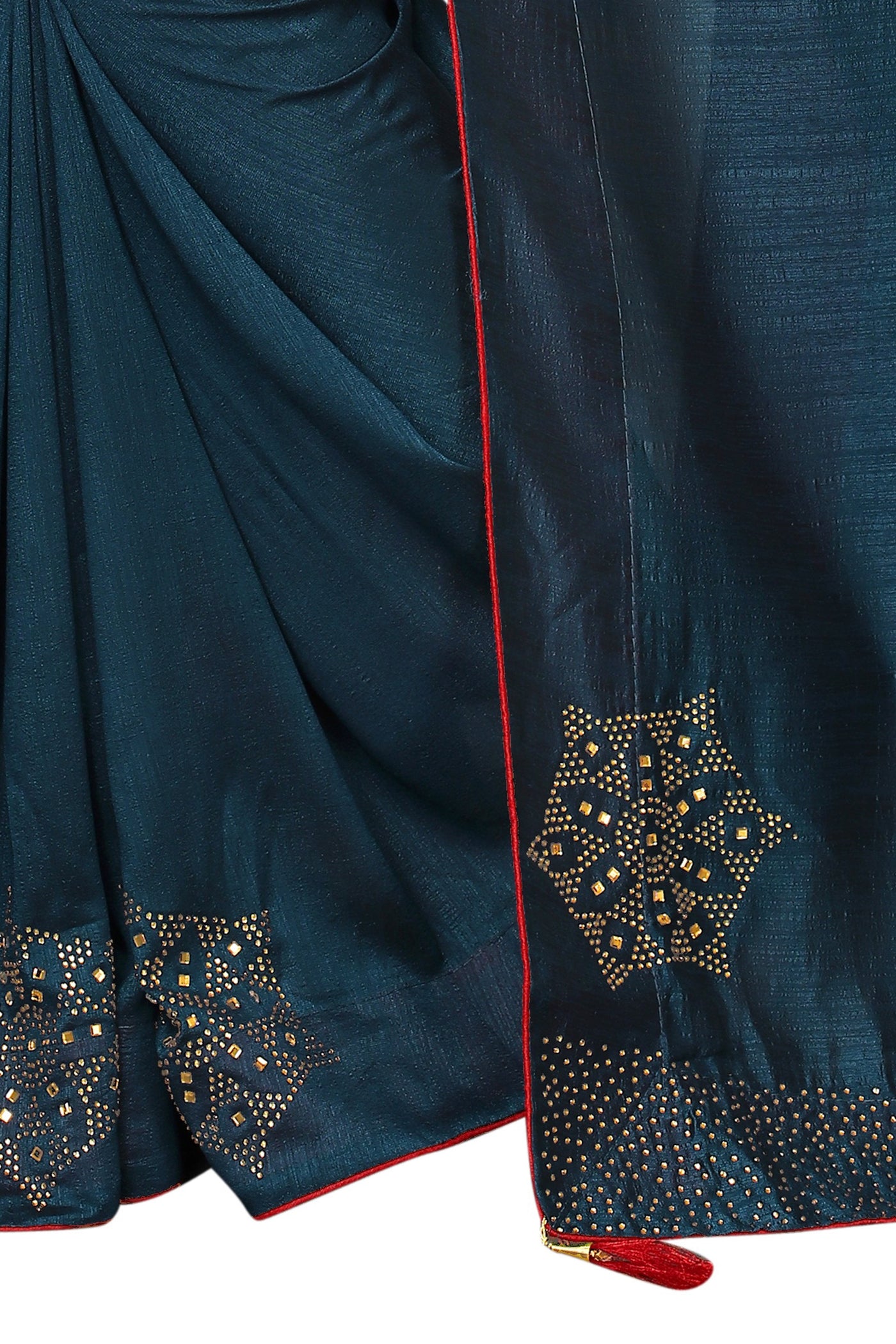 Vichitra Two- Tone Silk Blue Saree With Blouse