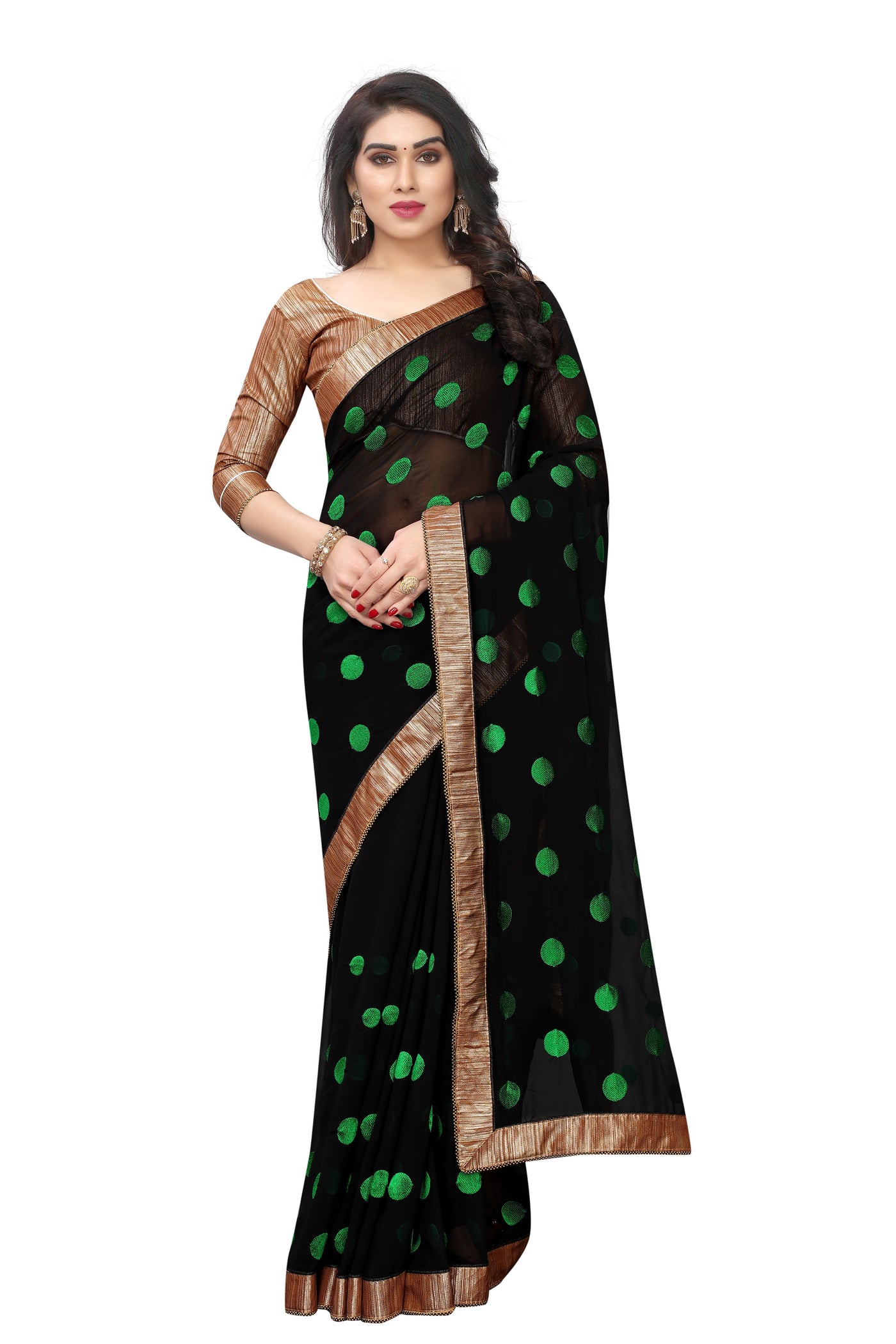 Georgette Black Saree With Blouse