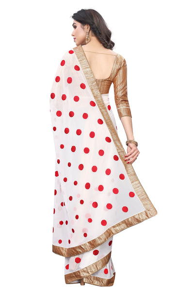 Georgette White Saree With Blouse