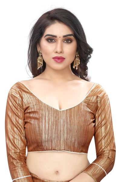 Georgette Brown Saree With Blouse