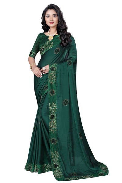 Rangoli Silk Green Saree With Blouse