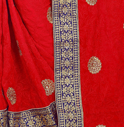 Georgette Red Saree With Blouse