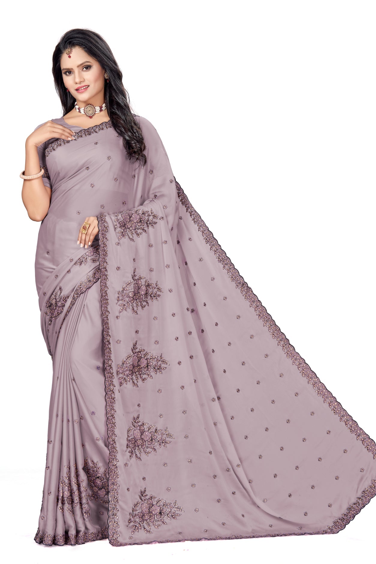 Rangoli Silk Purple Saree With Blouse