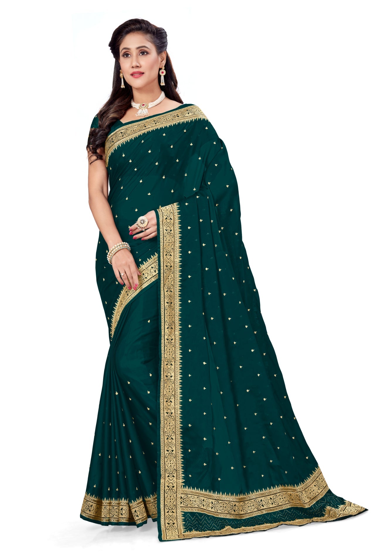 Rangoli Silk Green Saree With Blouse