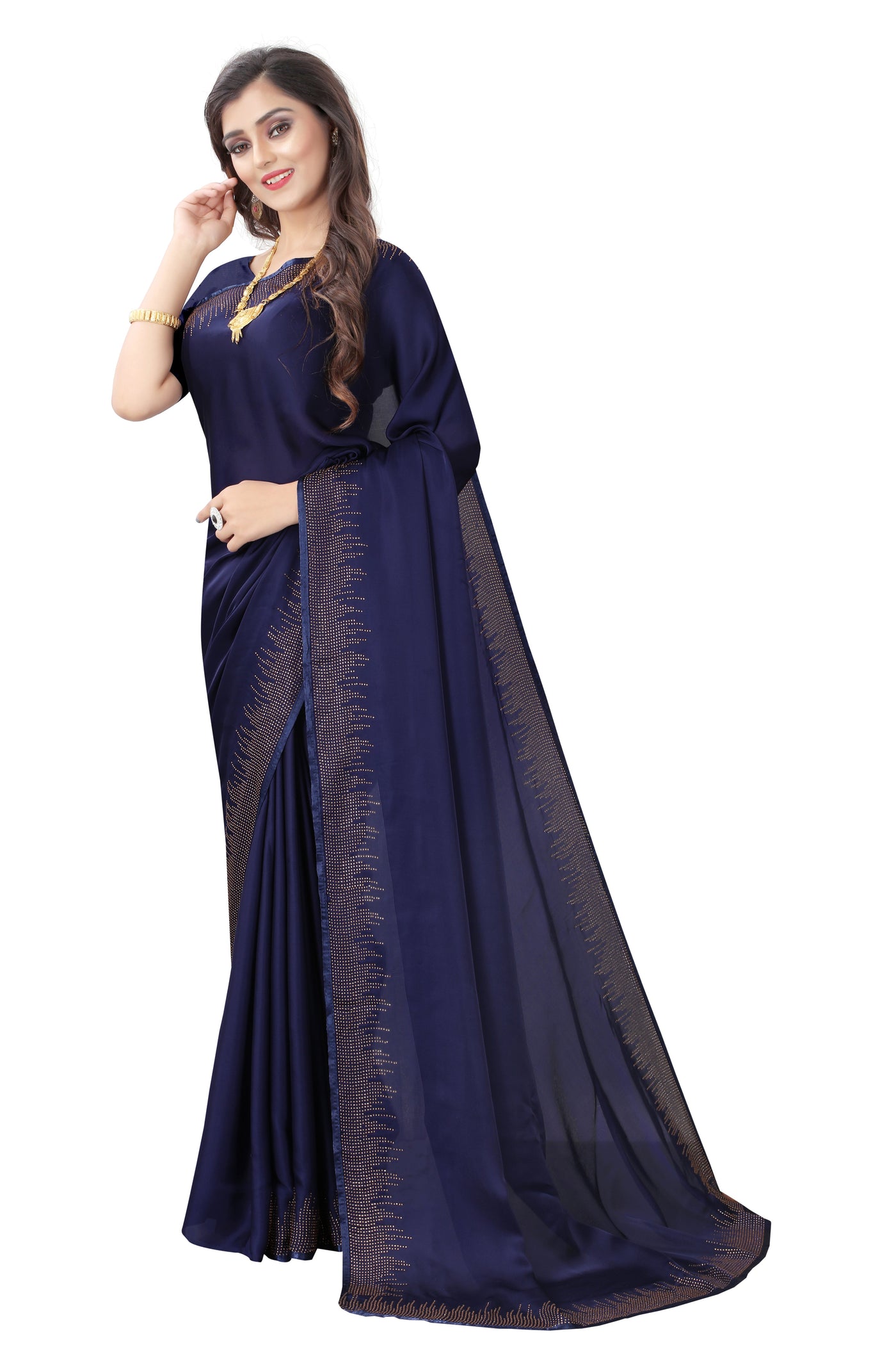 Pure Satin Violet Saree With Blouse