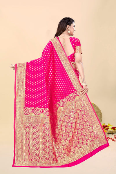 Pink Art Silk Zari Work Saree
