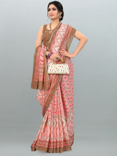 Pink Linen Printed Saree